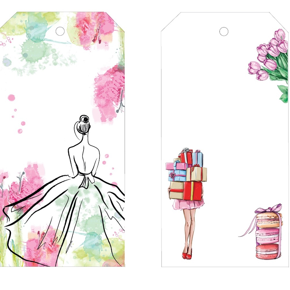 x28 Fashion Girl Gift Tags Cute Fashion Gift Presents Flowers Macaron Gift Tags